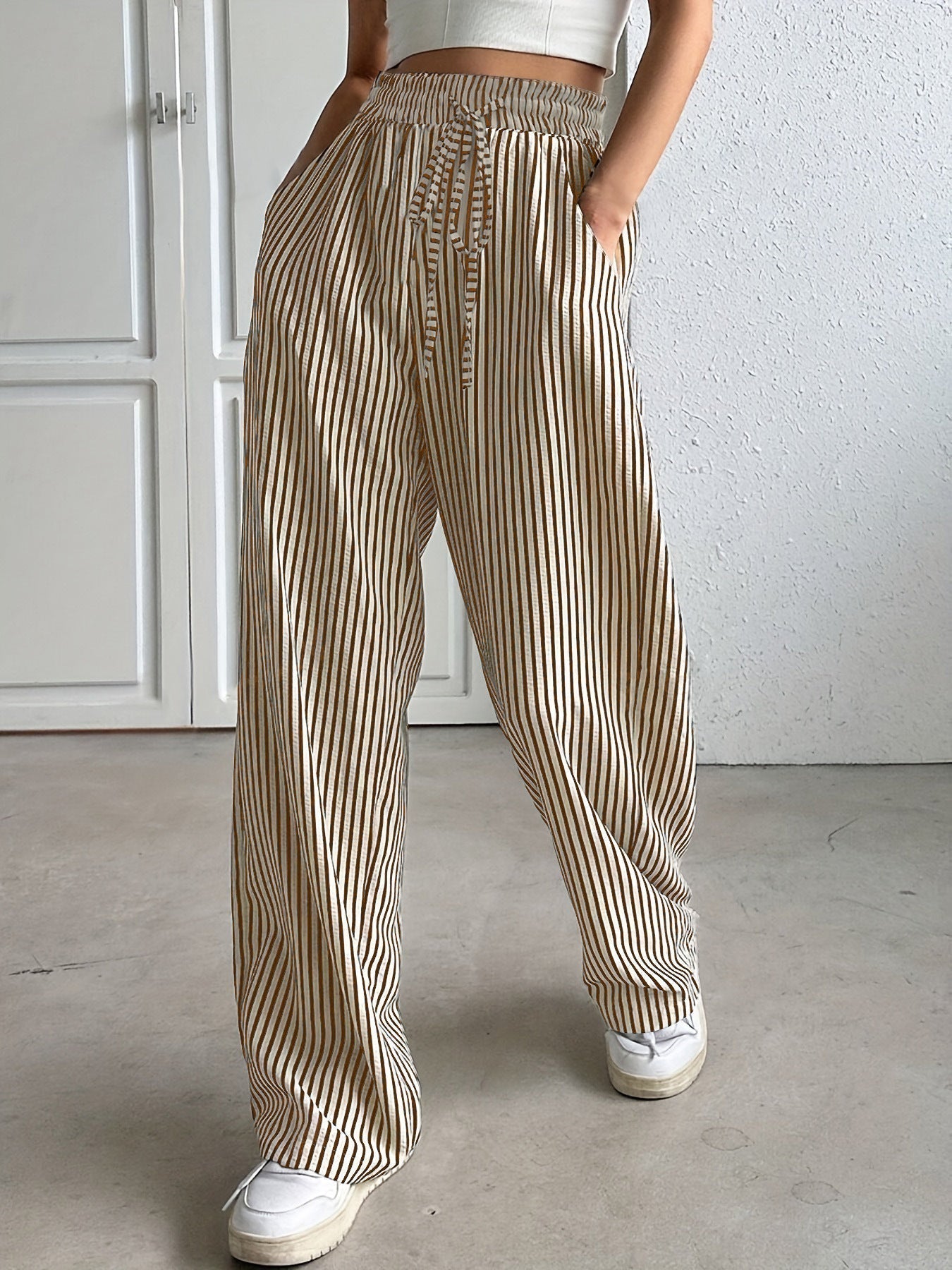Femme™ | Wide-Leg Striped Trousers