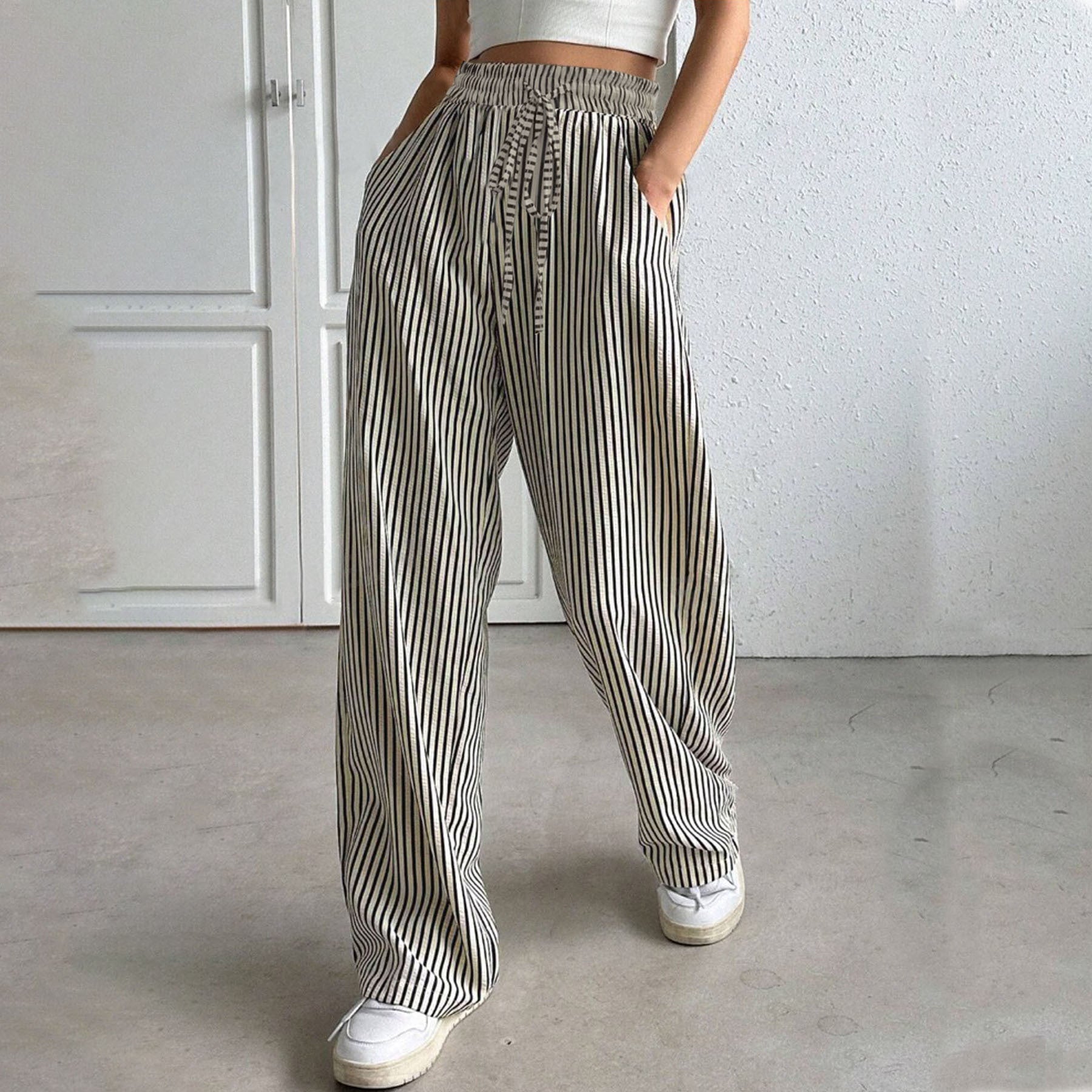 Femme™ | Wide-Leg Striped Trousers