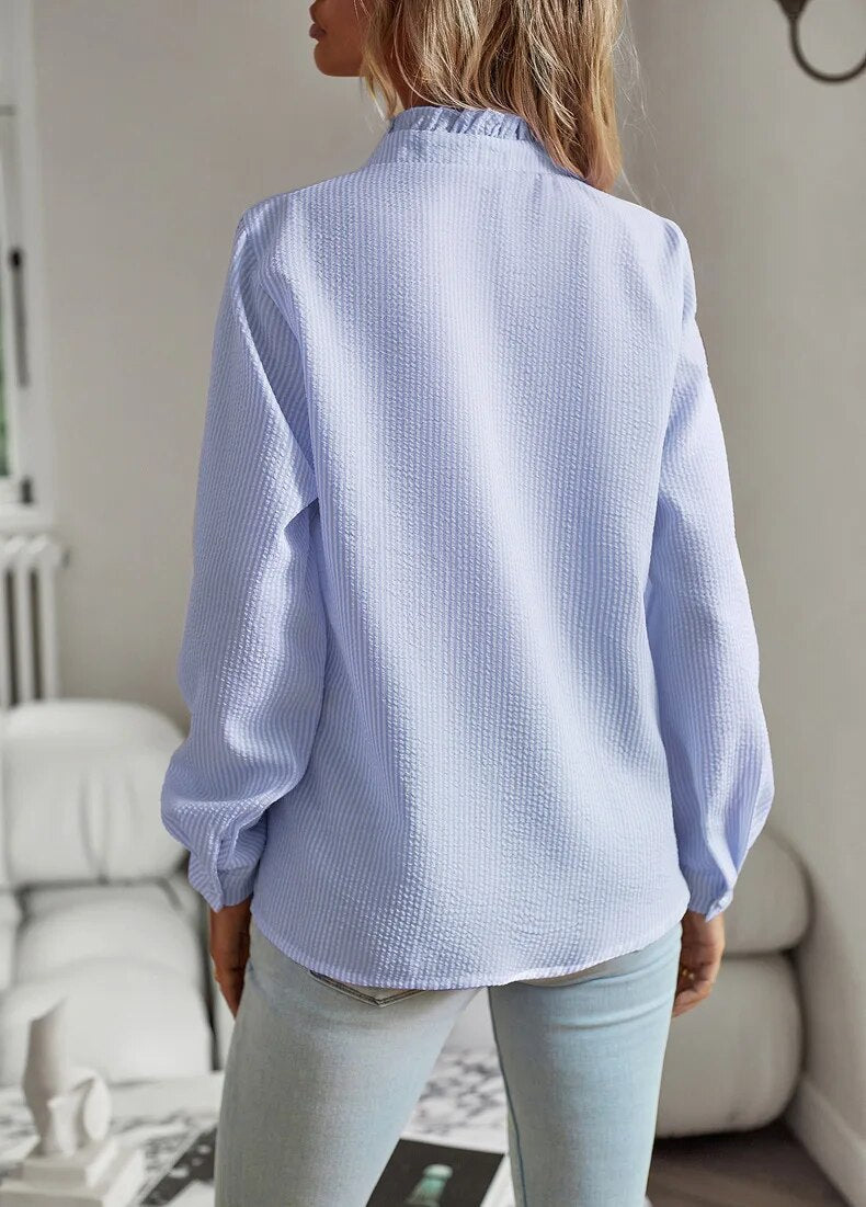 Femme™ | Textured Ruffle Collar Blouse