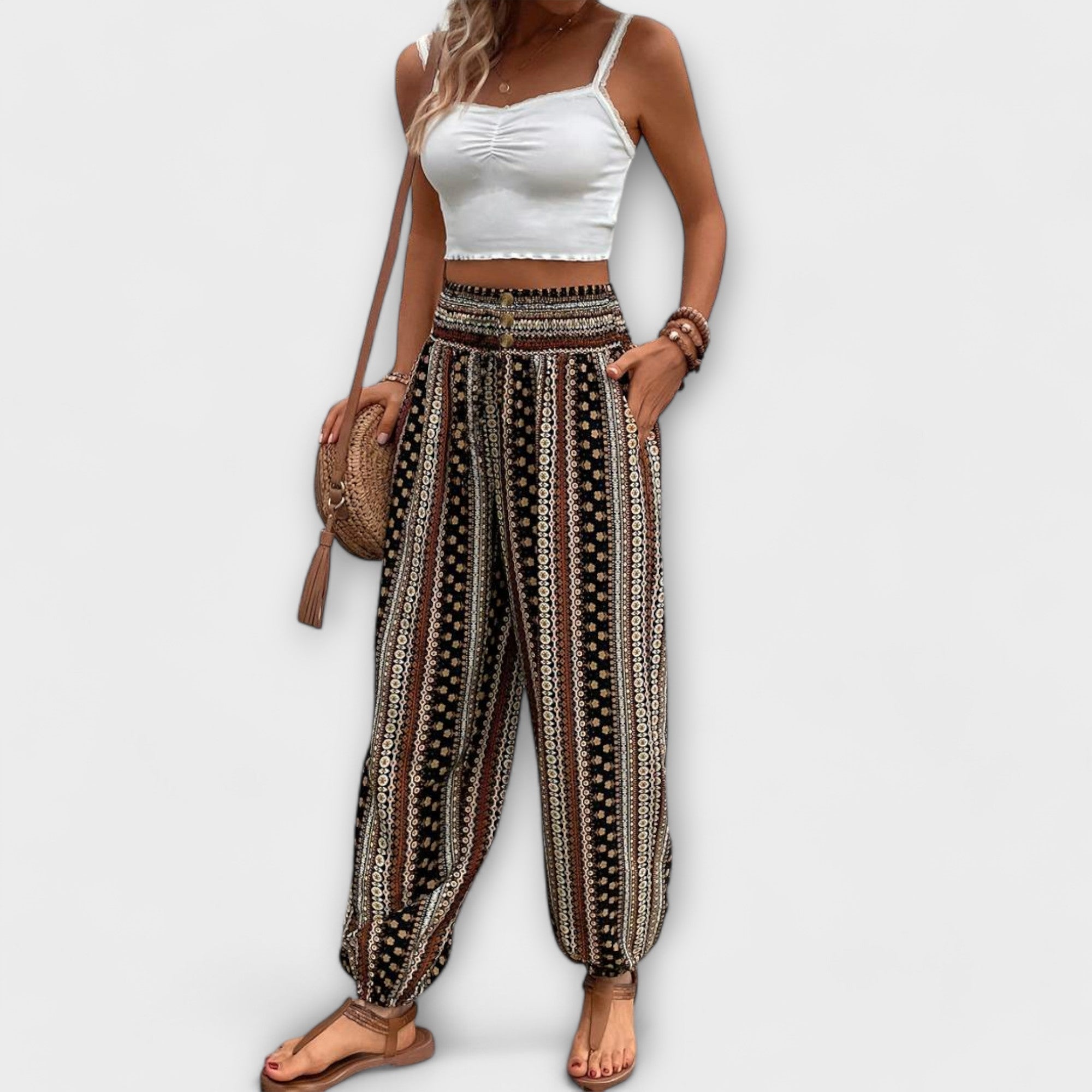 Femme™ | Trousers with Ethnic Graphic