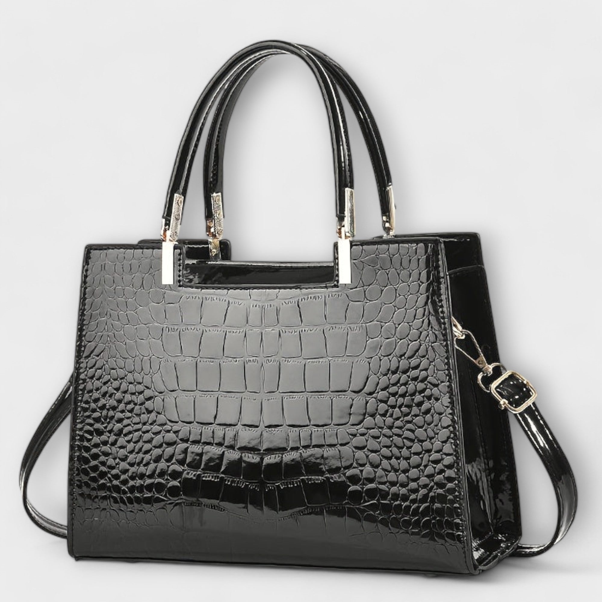 Femme™ | Shiny crocodile print handbag