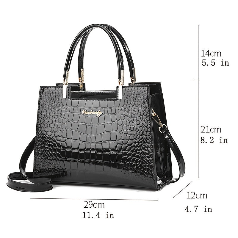 Femme™ | Shiny crocodile print handbag