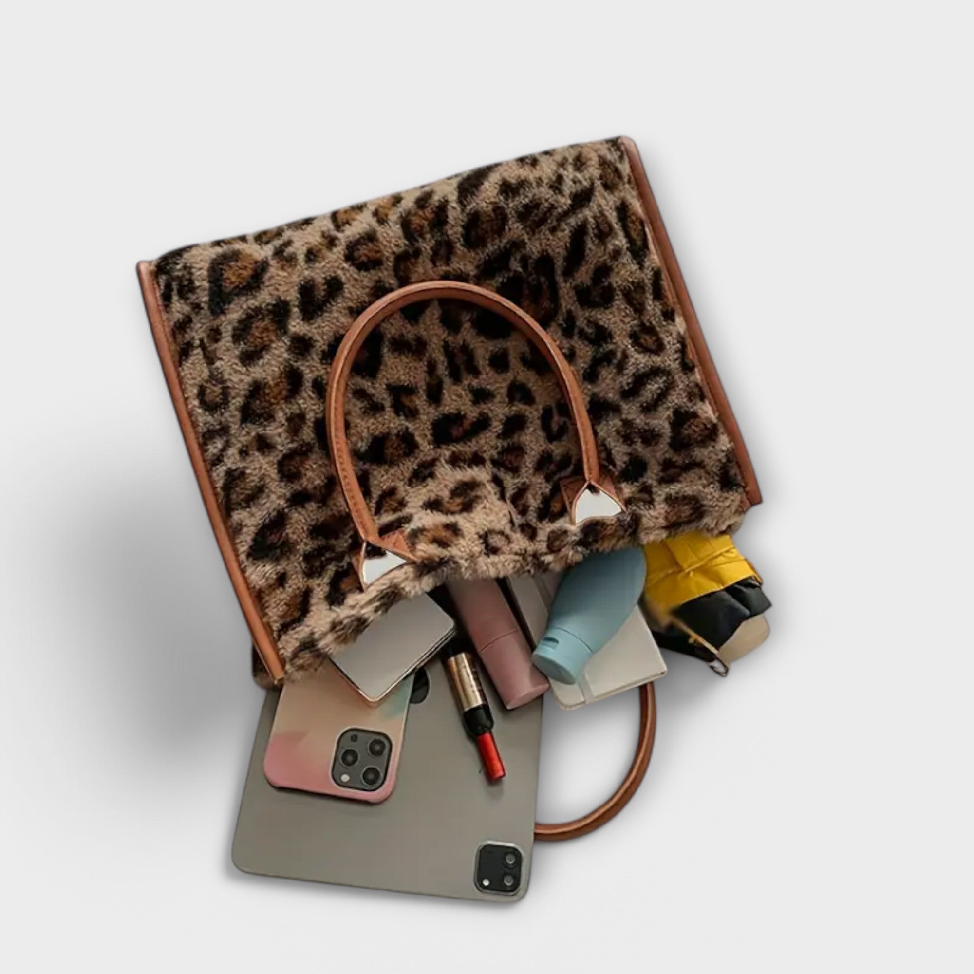 Femme™ | Chic Leopard Print Plush Tote