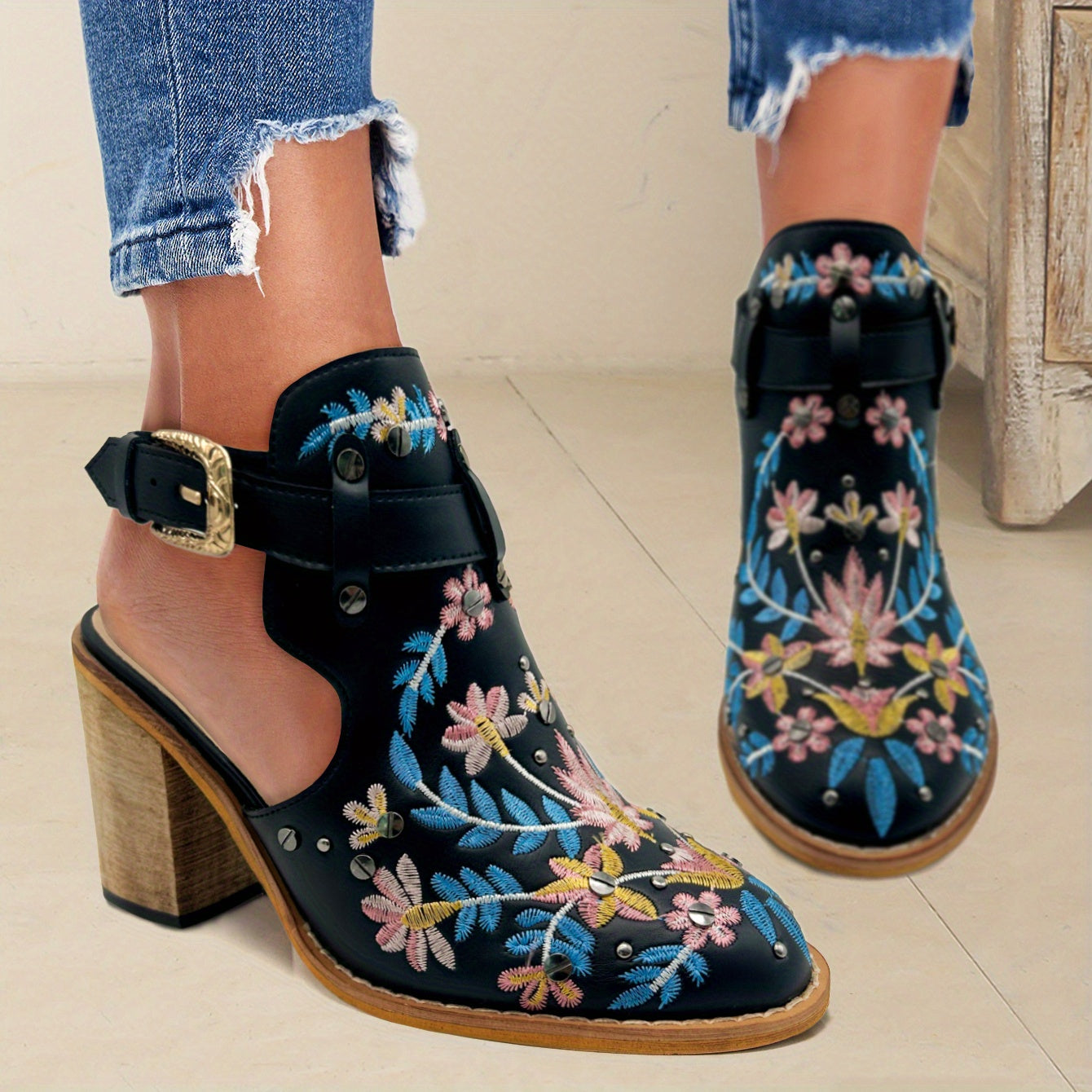 Femme™ | Vintage Floral Ankle Boots