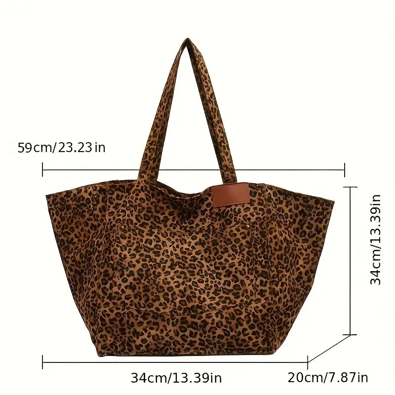 Femme™ | Elegant Leopard Print Canvas Shoulder Bag
