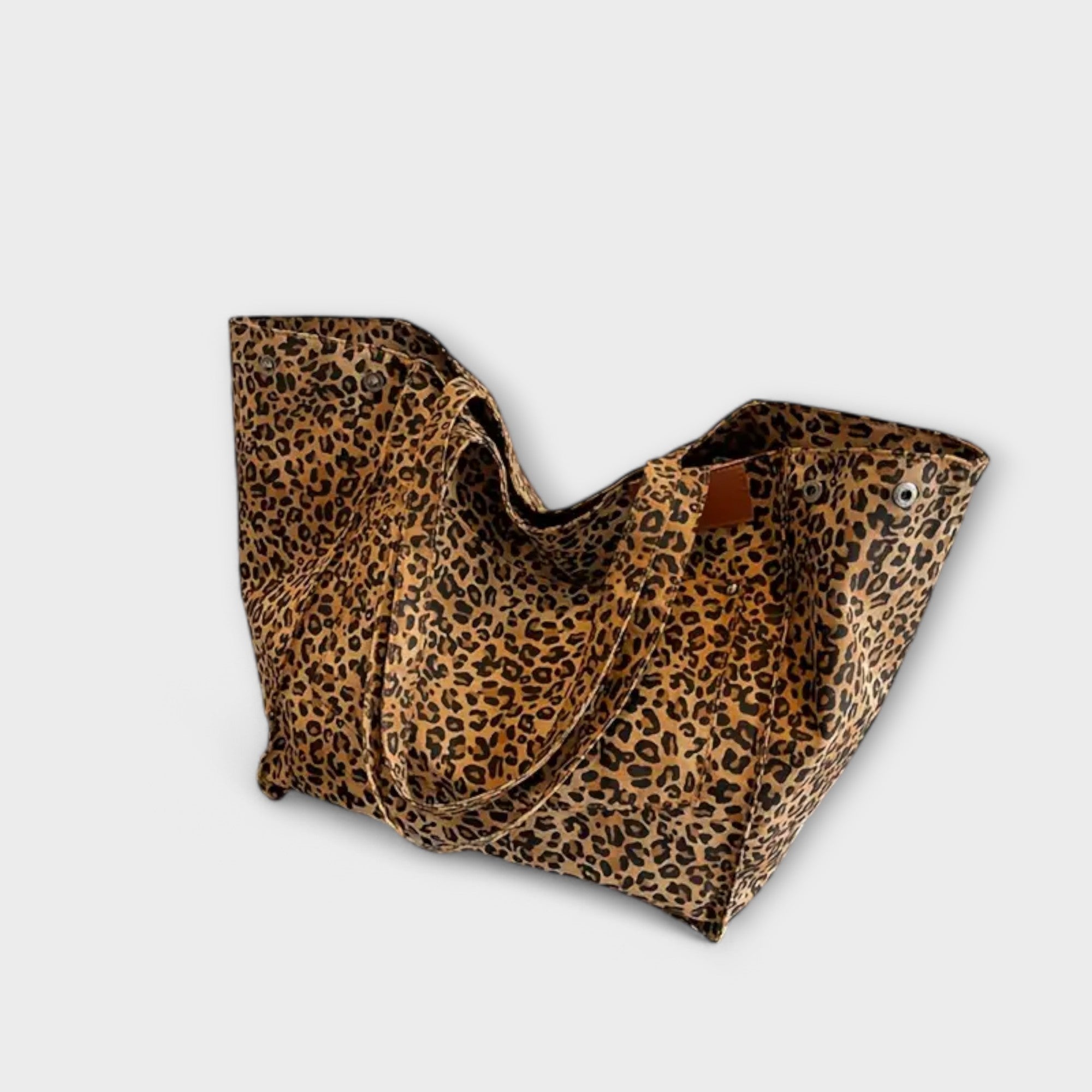 Femme™ | Elegant Leopard Print Canvas Shoulder Bag