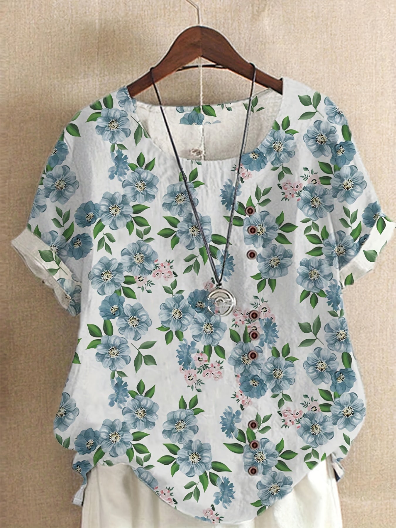 Femme™ | Floral Button Detail Blouse