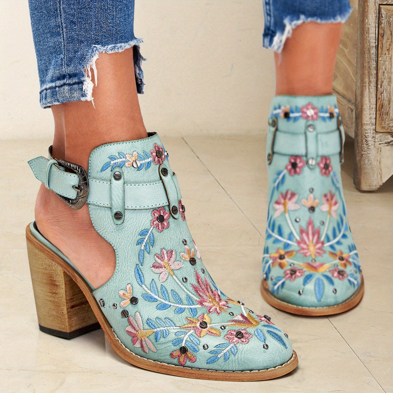 Femme™ | Vintage Floral Ankle Boots