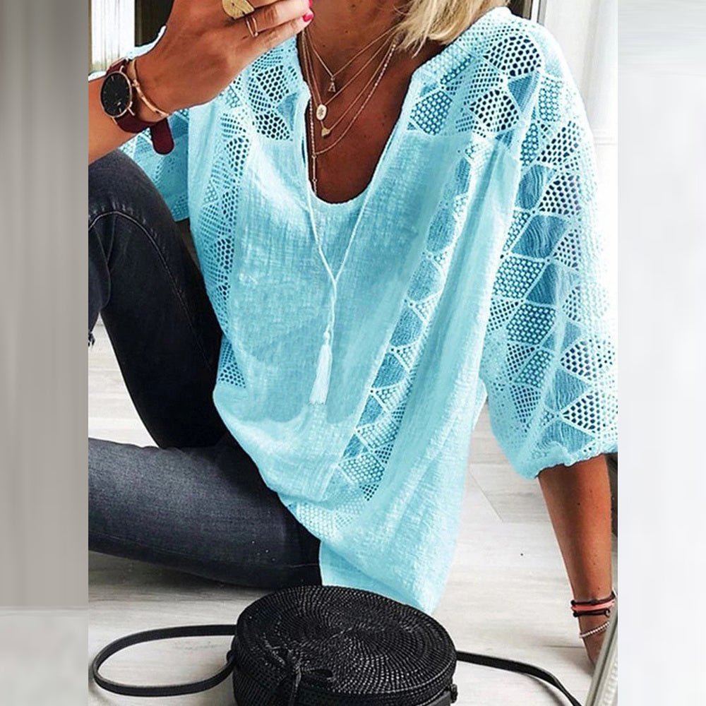 Femme™ | Boho Crochet-Detail Blouse