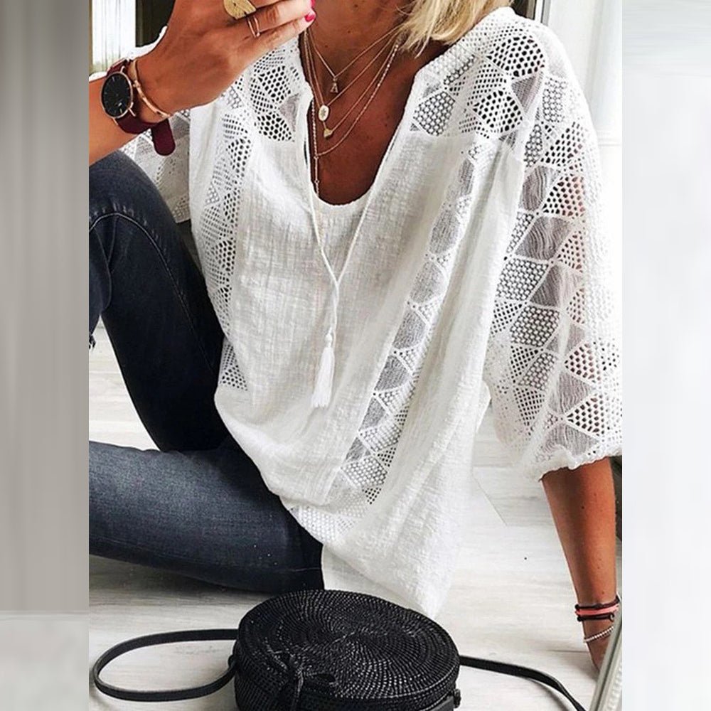 Femme™ | Boho Crochet-Detail Blouse