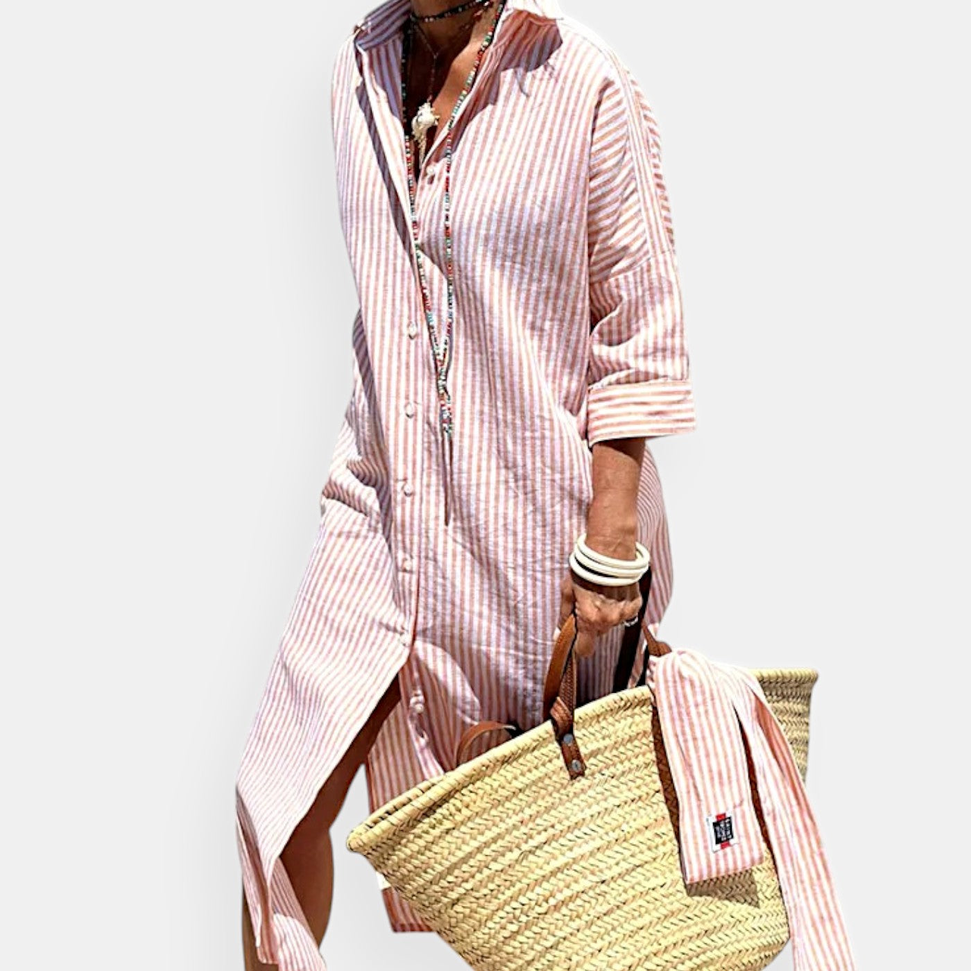 Femme™ | Striped Button-Up Shirt Dress