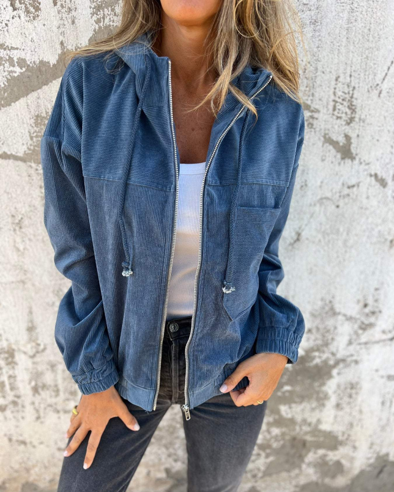 Femme™ | Corduroy Zip-Up Hoodie