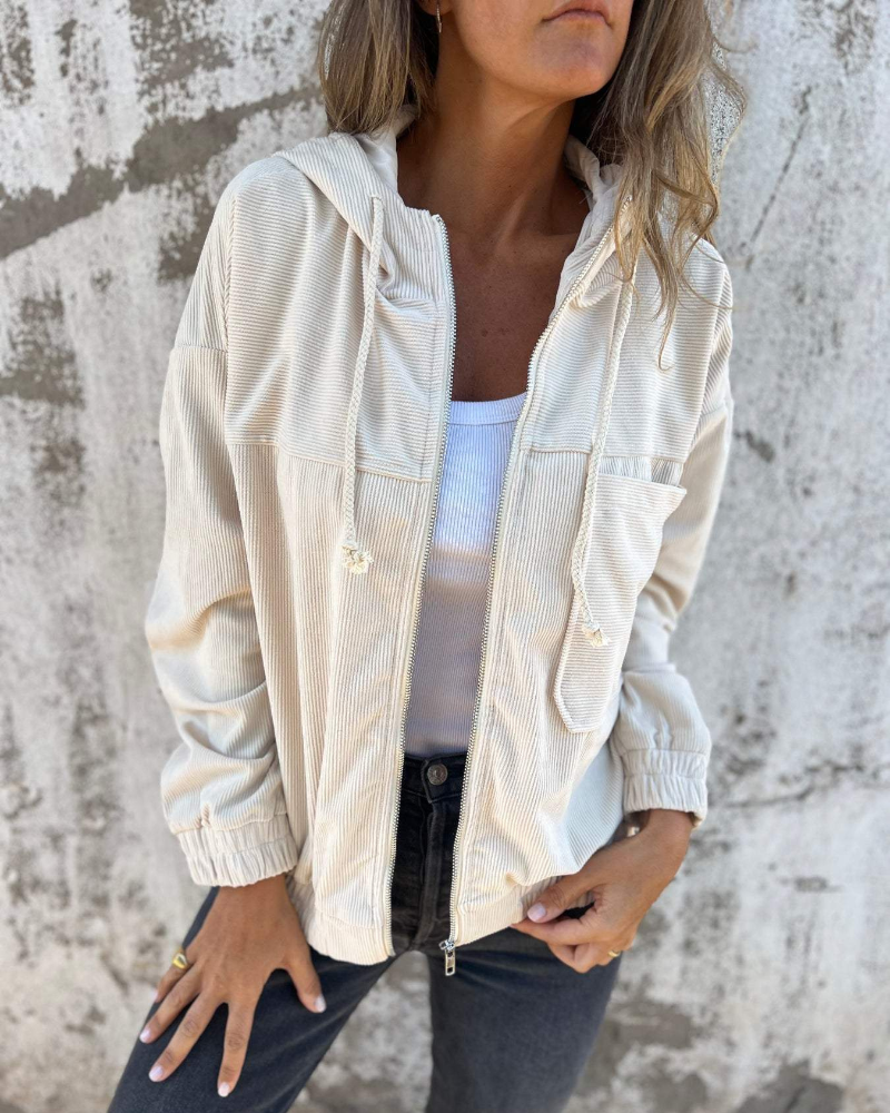 Femme™ | Corduroy Zip-Up Hoodie
