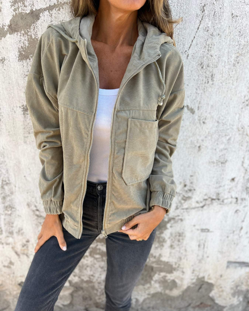 Femme™ | Corduroy Zip-Up Hoodie