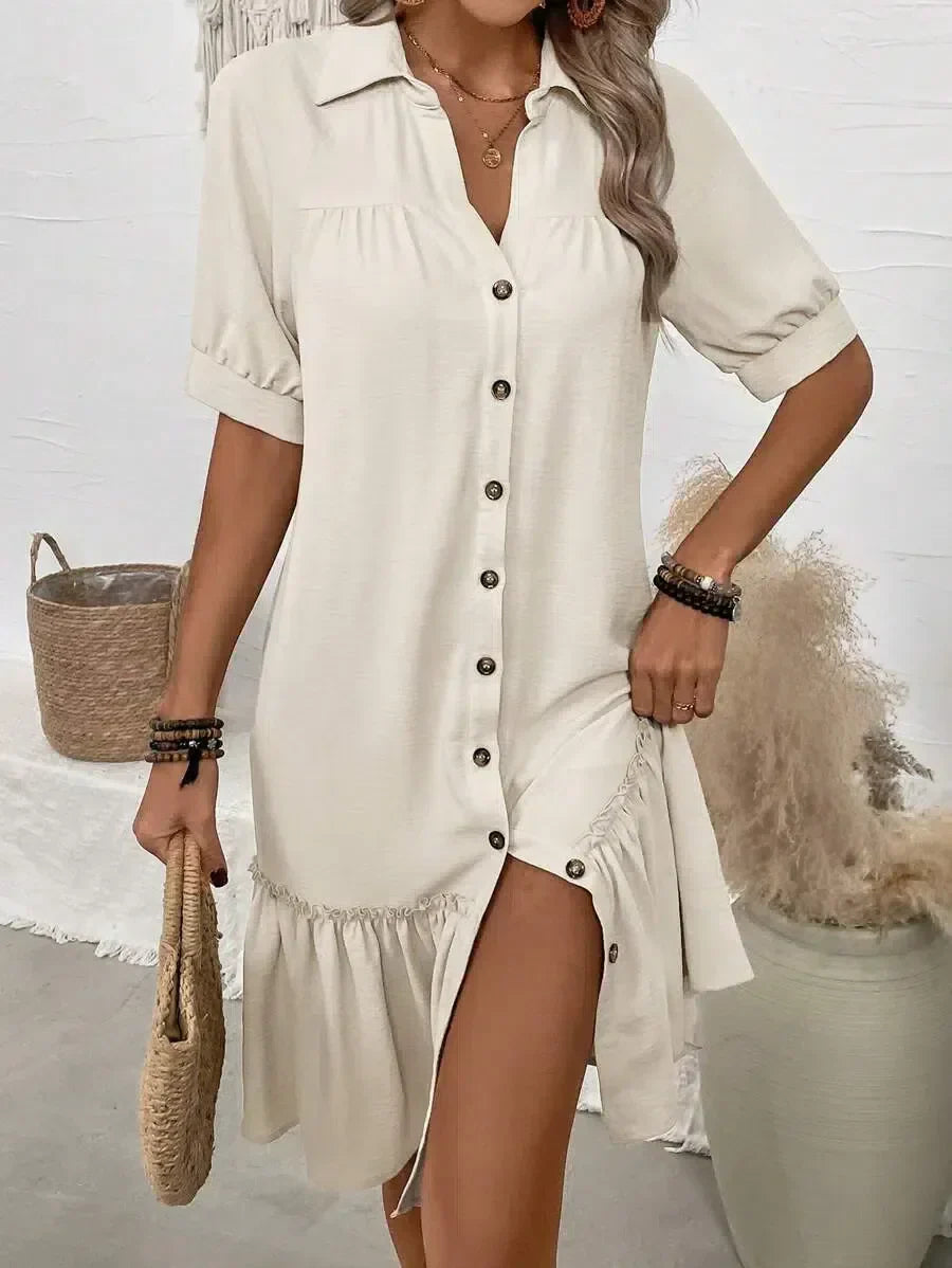 Femme™ | Button-Down Ruffle Hem Dress