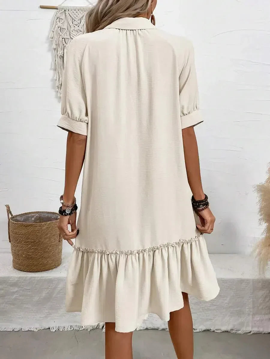 Femme™ | Button-Down Ruffle Hem Dress