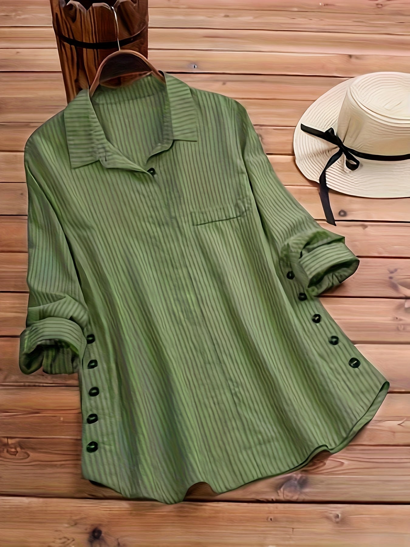 Femme™ | Textured Button Detail Blouse