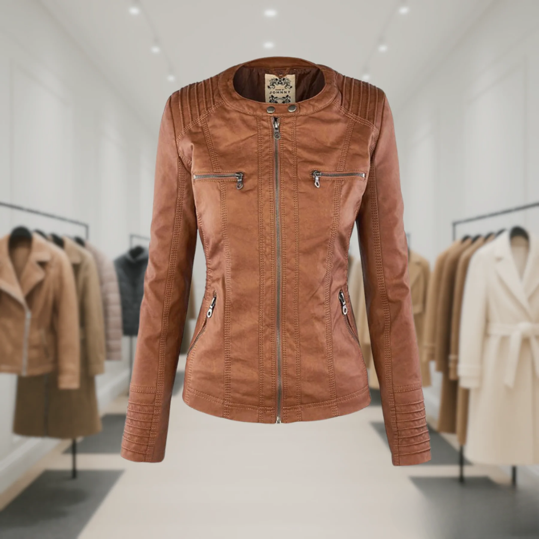 Femme™ | Waterproof Leather Jacket with Hood