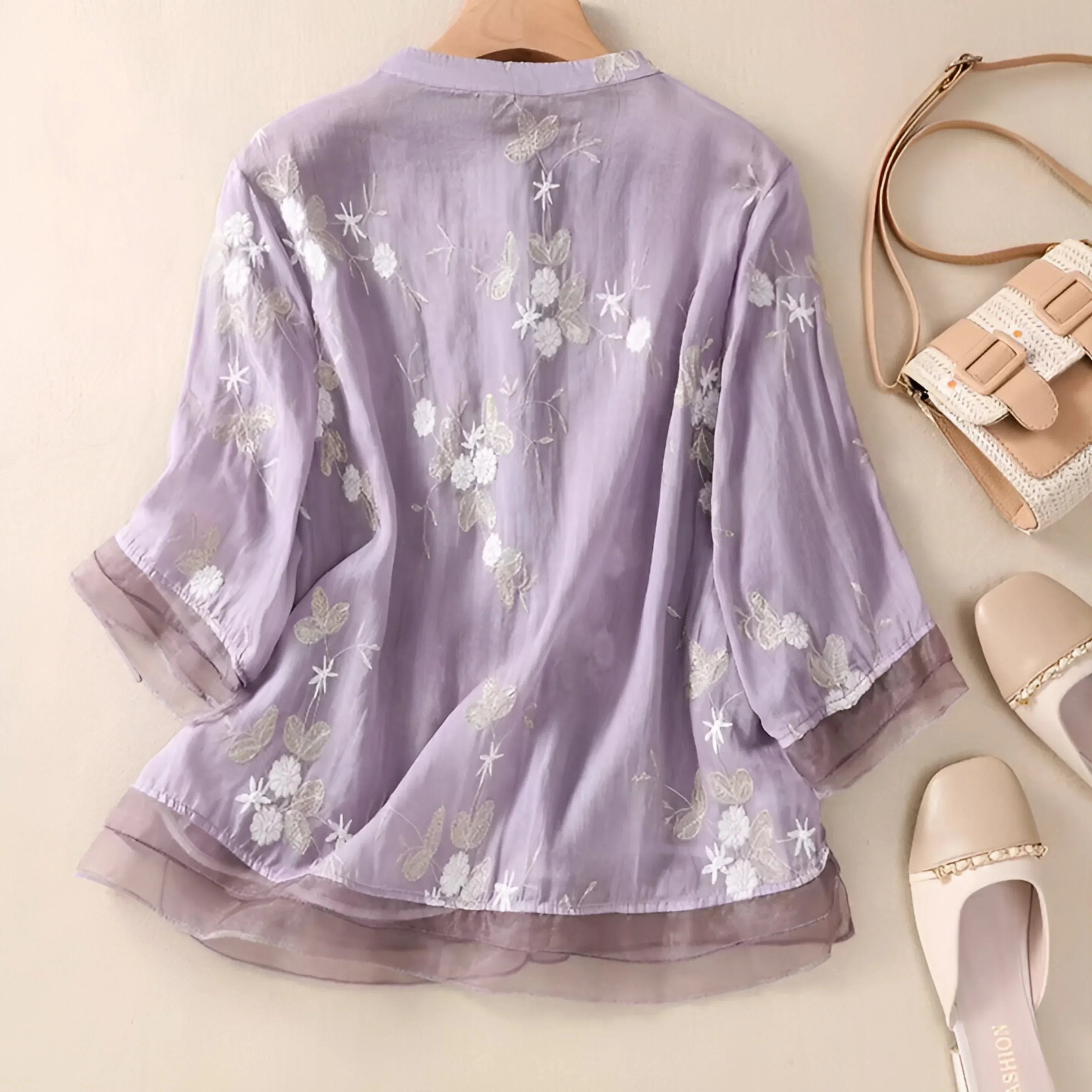 Femme™ | Embroidered Sheer Blouse