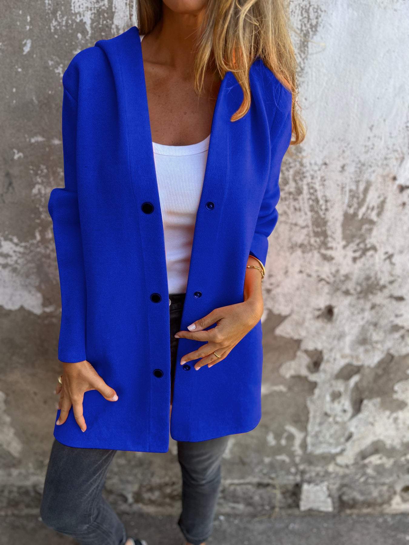Femme™ | Button-detailed Hooded Cardigan