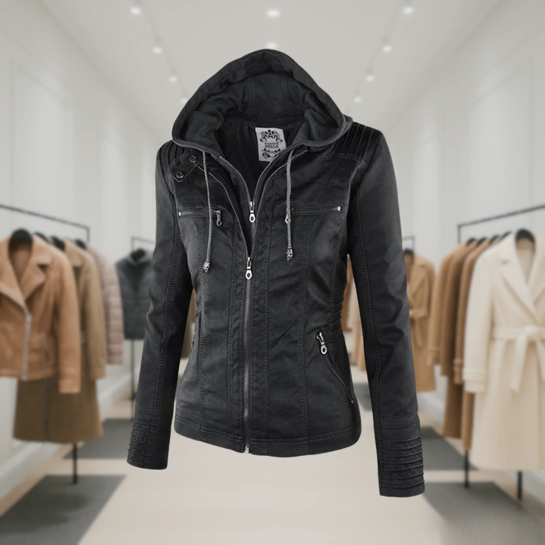 Femme™ | Waterproof Leather Jacket with Hood
