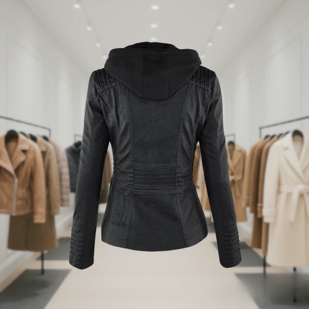 Femme™ | Waterproof Leather Jacket with Hood