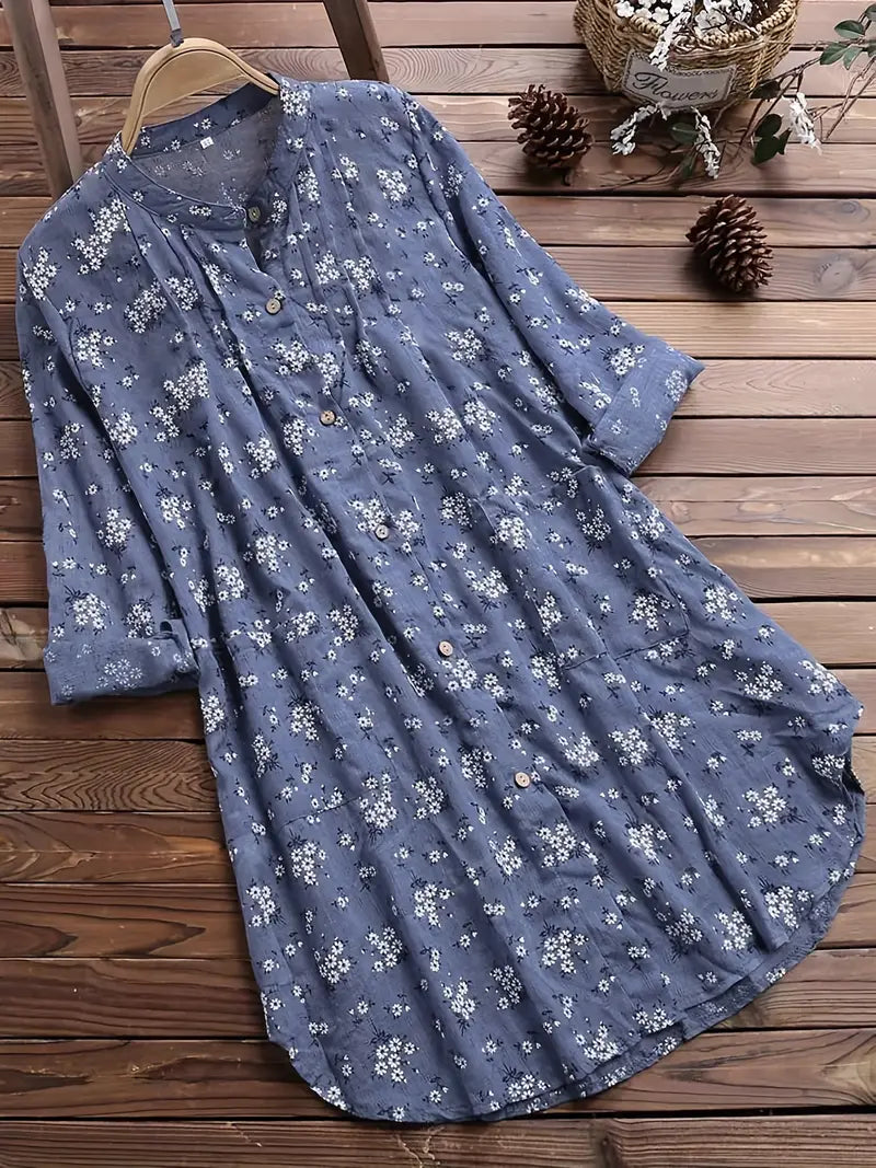 Femme™ | Floral Button-Up Midi Dress
