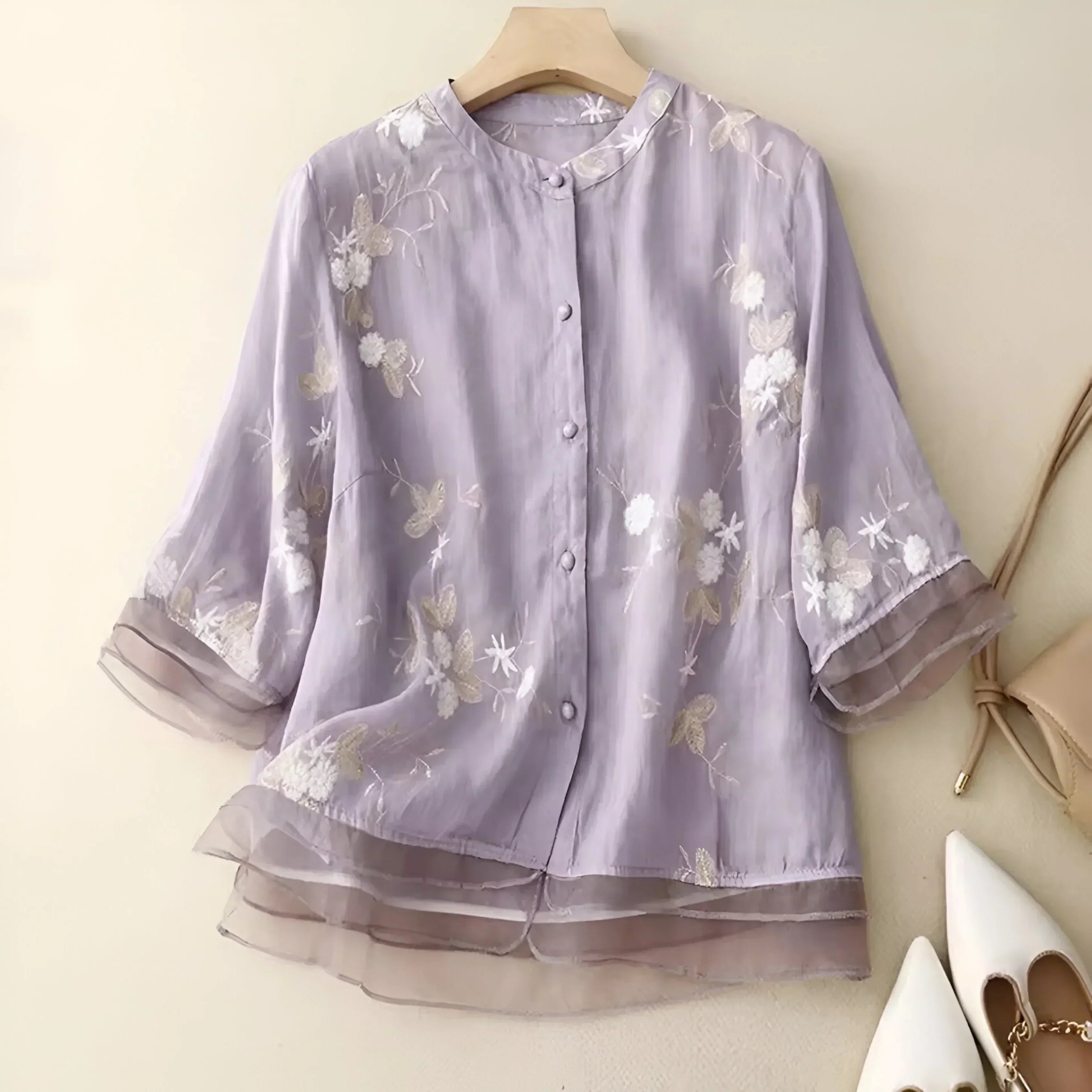Femme™ | Embroidered Sheer Blouse
