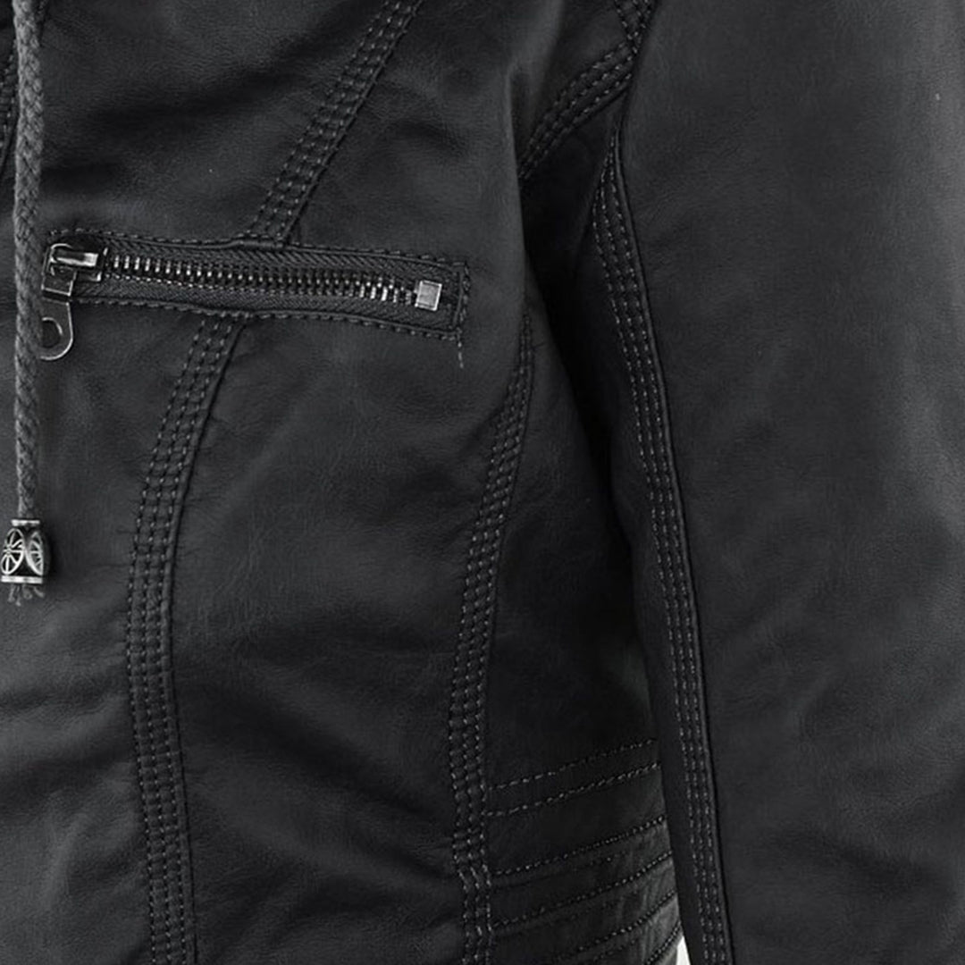 Femme™ | Waterproof Leather Jacket with Hood