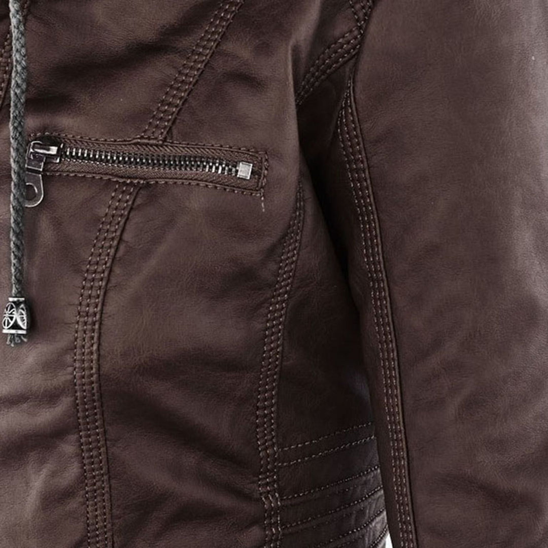 Femme™ | Waterproof Leather Jacket with Hood