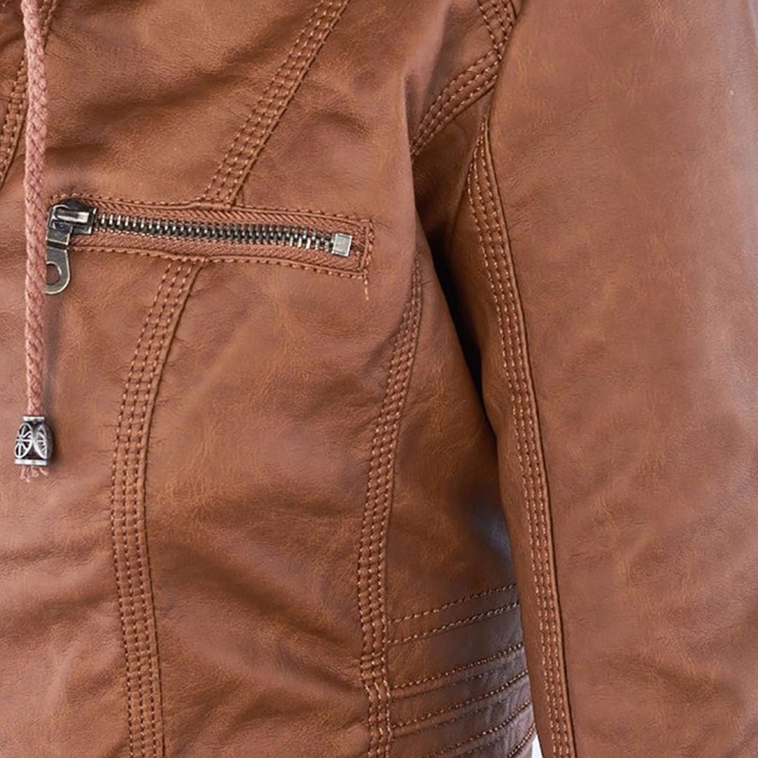 Femme™ | Waterproof Leather Jacket with Hood