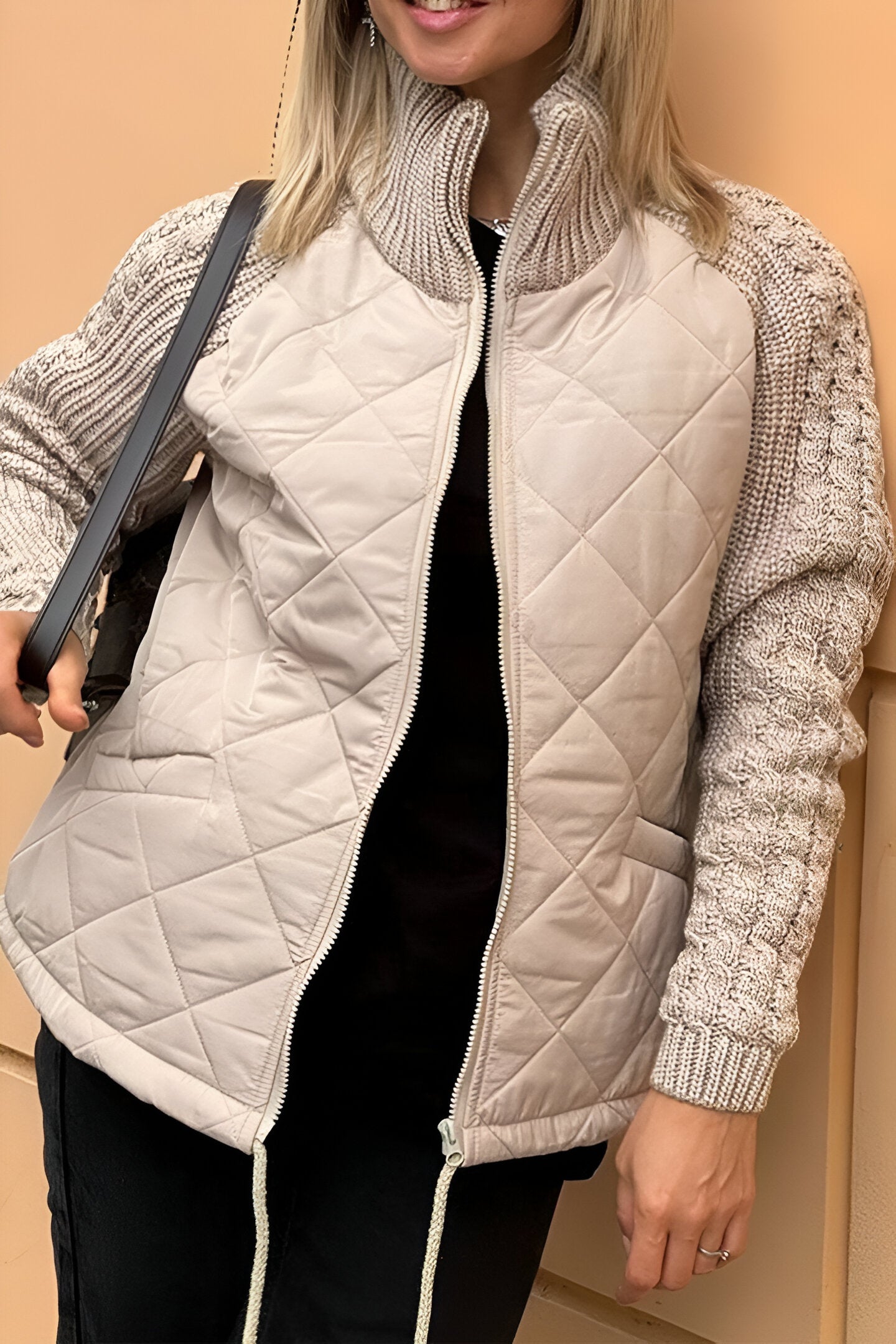 Femme™ | Patchwork Knit Zip Jacket