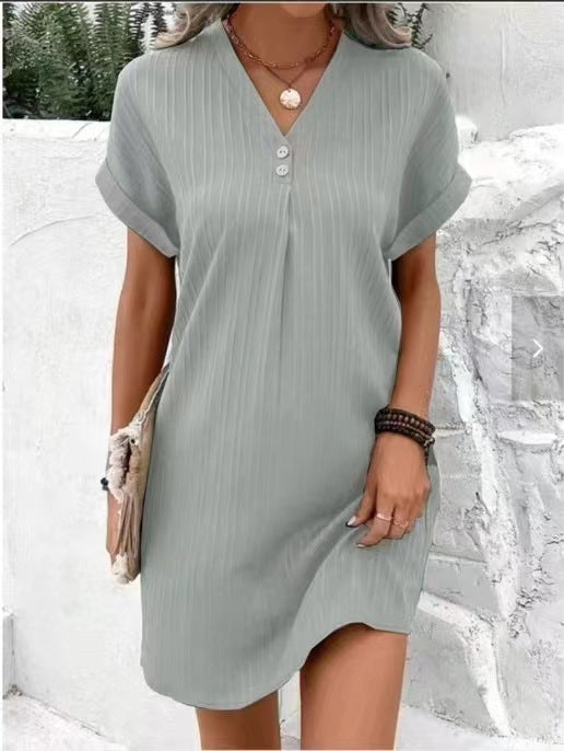 Femme™ | Button Detail V-Neck Dress