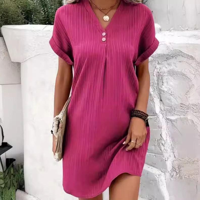 Femme™ | Button Detail V-Neck Dress