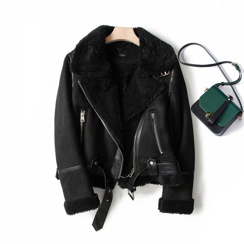 Femme™ | Suede Velvet Fur Lambswool Jacket