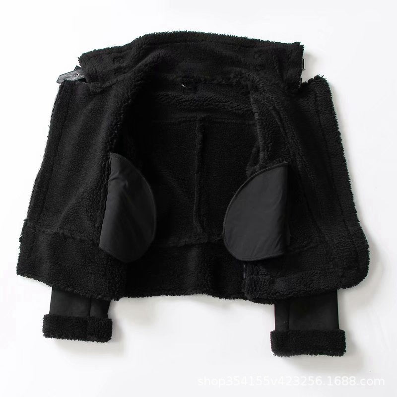 Femme™ | Suede Velvet Fur Lambswool Jacket
