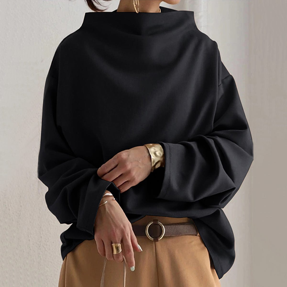 Femme™ | High-Neck Soft Knit Top