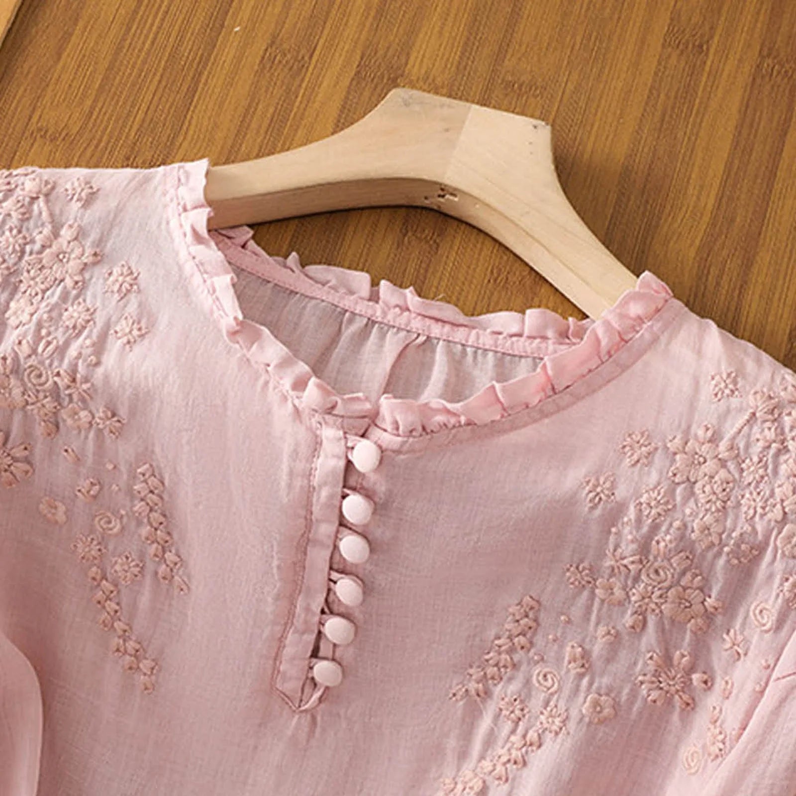 Femme™ | Embroidered Button-Front Blouse