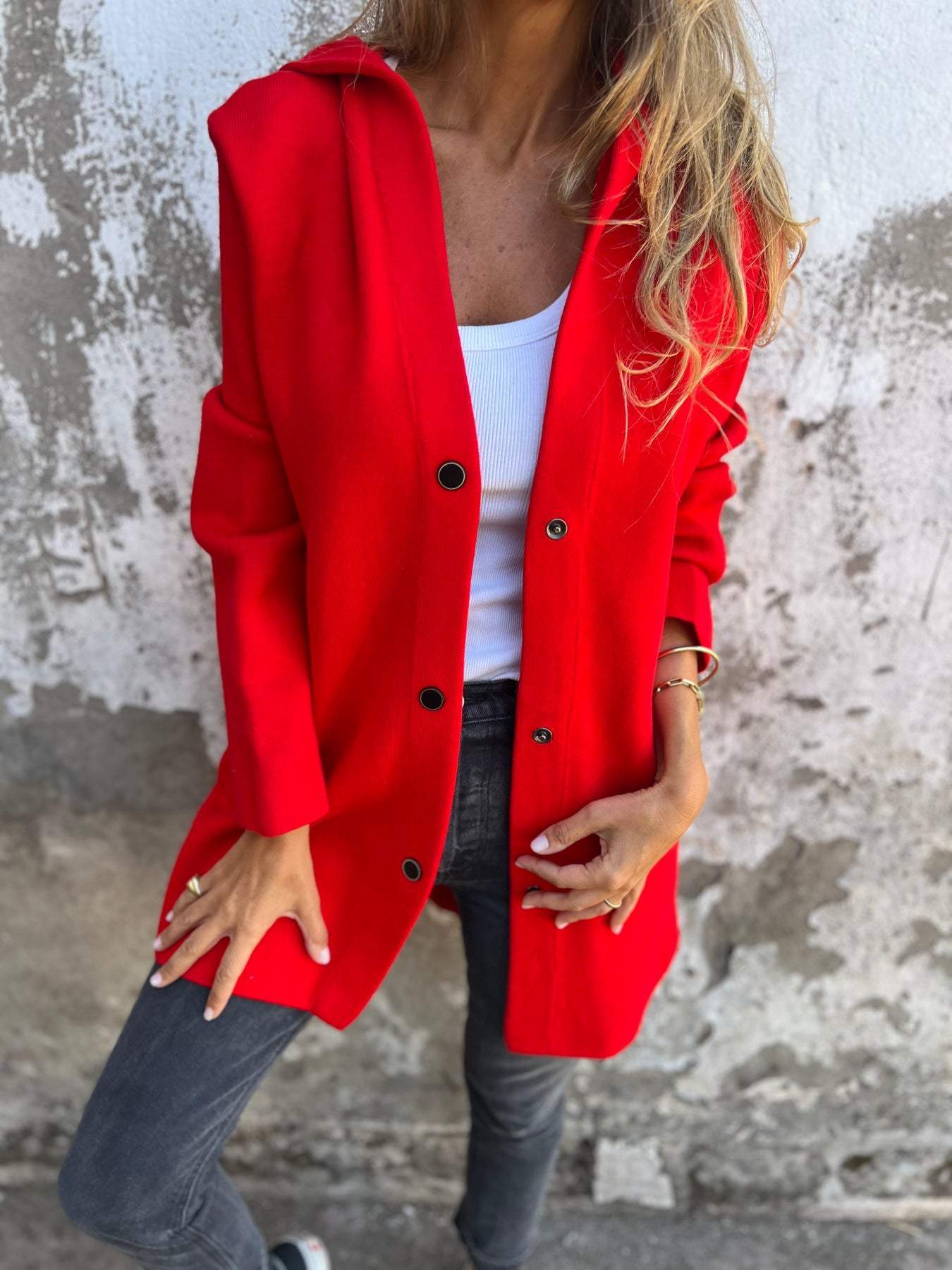 Femme™ | Button-detailed Hooded Cardigan