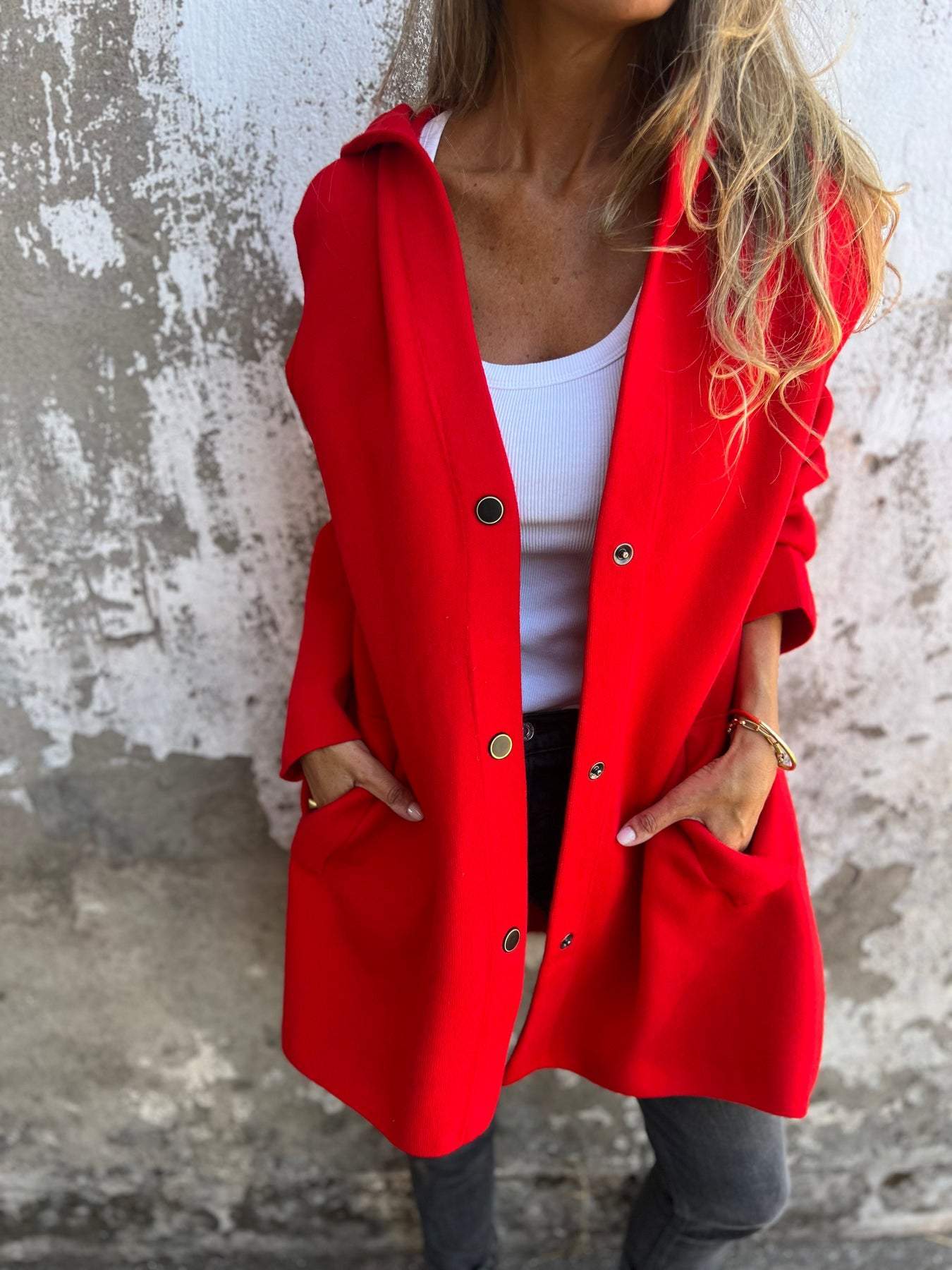 Femme™ | Button-detailed Hooded Cardigan