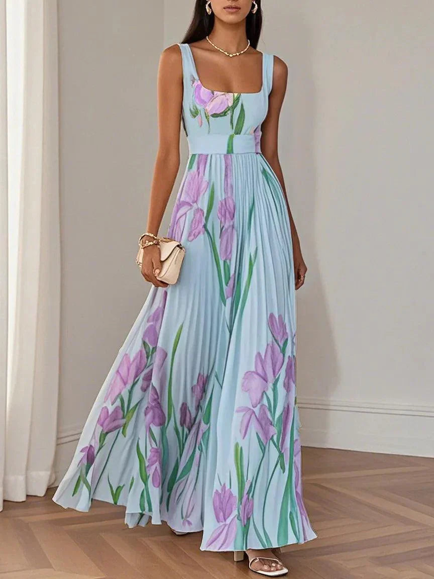 Femme™ | Stylish Long Pleated Floral Dress for Women