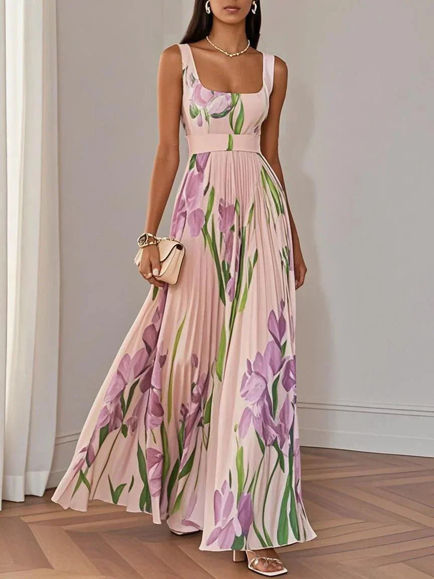 Femme™ | Stylish Long Pleated Floral Dress for Women