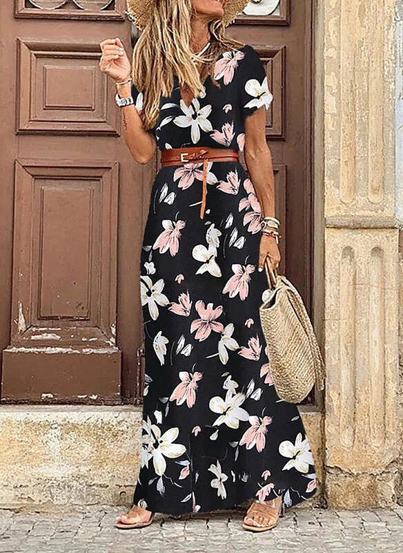 Femme™ | Long Bohemian Dress with Gathered Waist