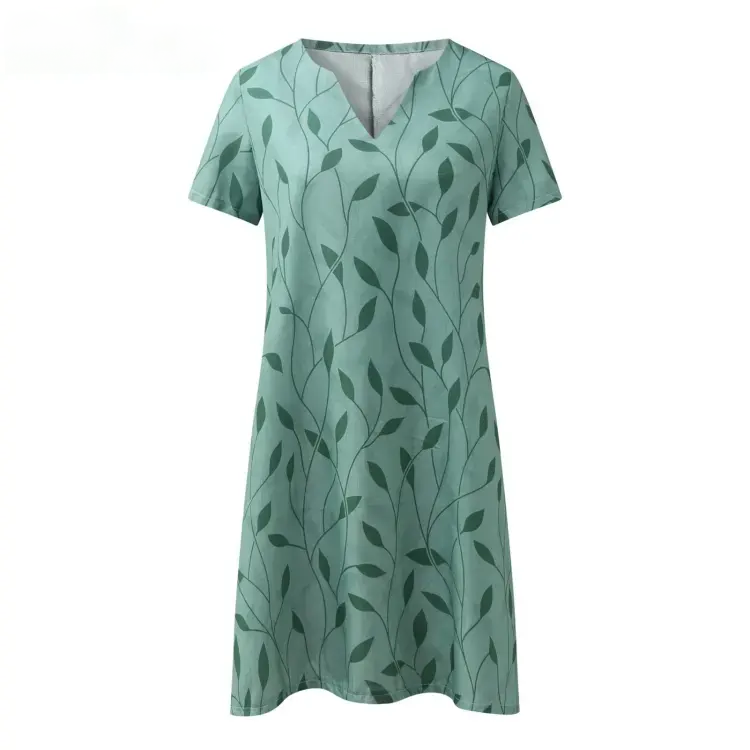 Femme™ | Printed V-Neck A-Line Dress