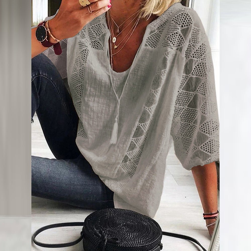 Femme™ | Boho Crochet-Detail Blouse